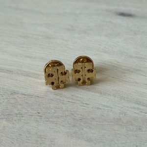 Tory Burch Logo Gold Stud Earrings